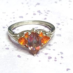 Vintage Twilight Fire Topaz, Tourmaline, and Sterling Ring